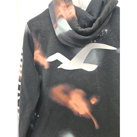 Hollister Men's Black Hoodie with Red and Blue Paint T-Shirt Spellout Birds L - Picture 11 of 13